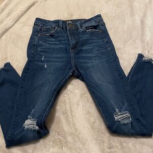 Trendy Blue Distressed Skinny Jeans